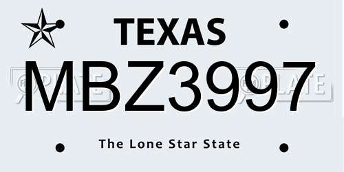 MBZ3997 Texas License Plate