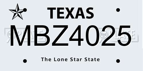 MBZ4025 Texas License Plate