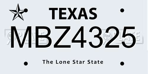 MBZ4325 Texas License Plate