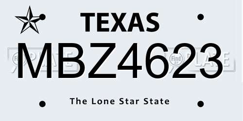 MBZ4623 Texas License Plate