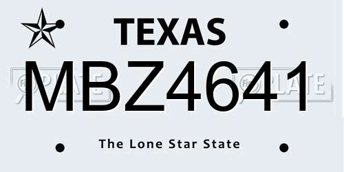 MBZ4641 Texas License Plate