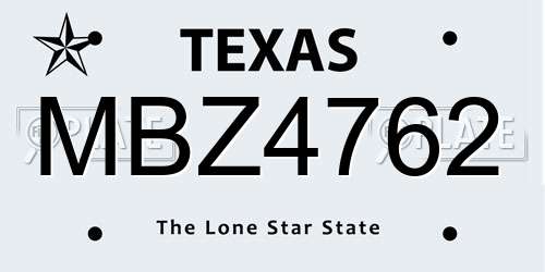 MBZ4762 Texas License Plate