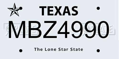 MBZ4990 Texas License Plate