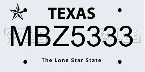 MBZ5333 Texas License Plate