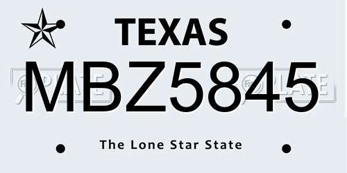 MBZ5845 Texas License Plate