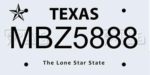 MBZ5888 Texas License Plate