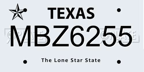 MBZ6255 Texas License Plate