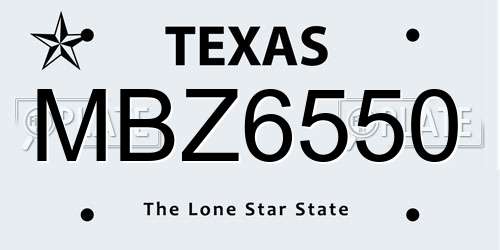 MBZ6550 Texas License Plate