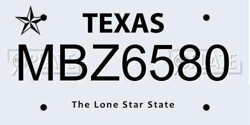 MBZ6580 Texas License Plate
