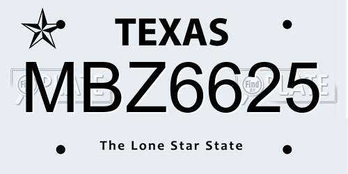 MBZ6625 Texas License Plate