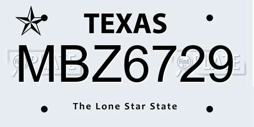 MBZ6729 Texas License Plate
