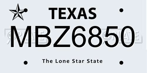 MBZ6850 Texas License Plate