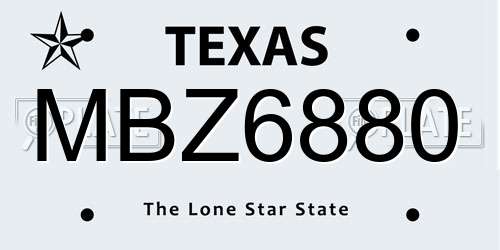 MBZ6880 Texas License Plate