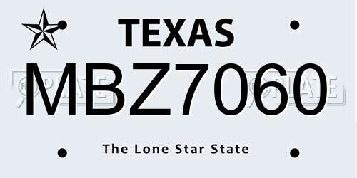 MBZ7060 Texas License Plate