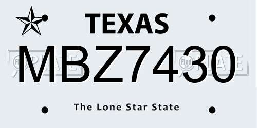 MBZ7430 Texas License Plate
