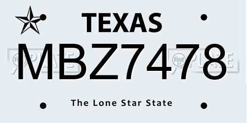 MBZ7478 Texas License Plate