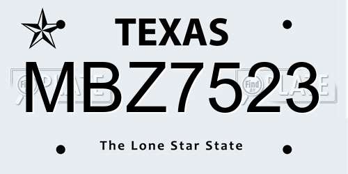 MBZ7523 Texas License Plate