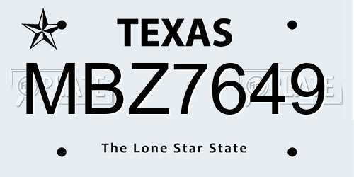 MBZ7649 Texas License Plate