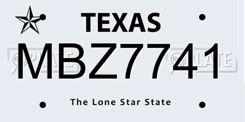 MBZ7741 Texas License Plate