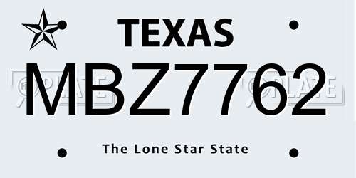 MBZ7762 Texas License Plate