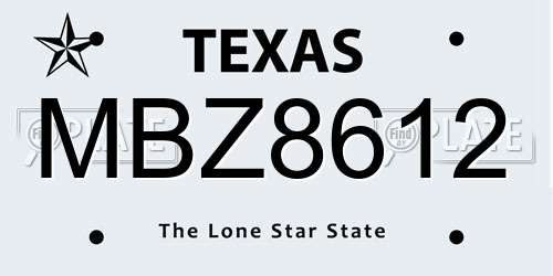 MBZ8612 Texas License Plate