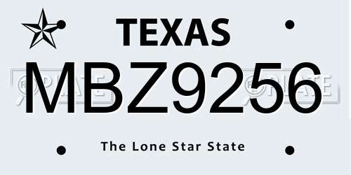 MBZ9256 Texas License Plate