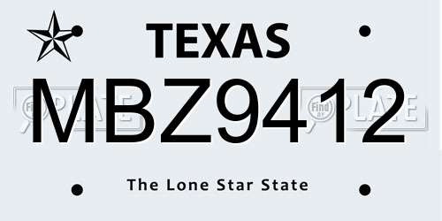 MBZ9412 Texas License Plate