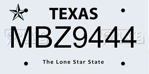 MBZ9444 Texas License Plate