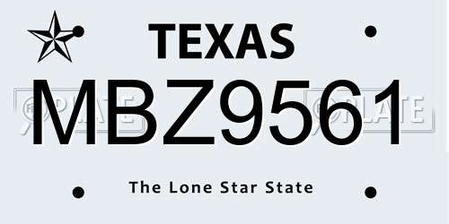 MBZ9561 Texas License Plate