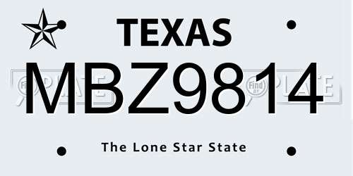 MBZ9814 Texas License Plate