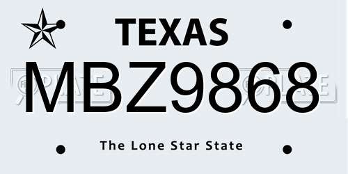 MBZ9868 Texas License Plate