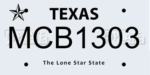 MCB1303 Texas License Plate