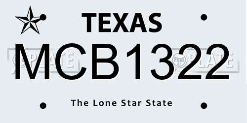 MCB1322 Texas License Plate