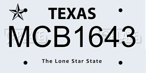 MCB1643 Texas License Plate
