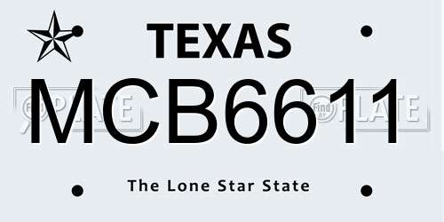 MCB6611 Texas License Plate