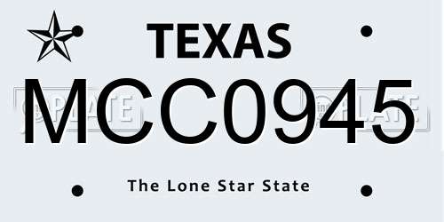 MCC0945 Texas License Plate
