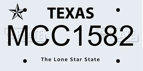 MCC1582 Texas License Plate