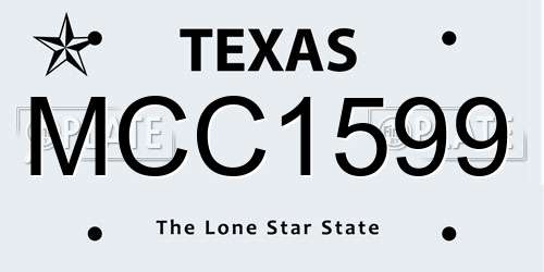 MCC1599 Texas License Plate