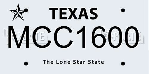 MCC1600 Texas License Plate