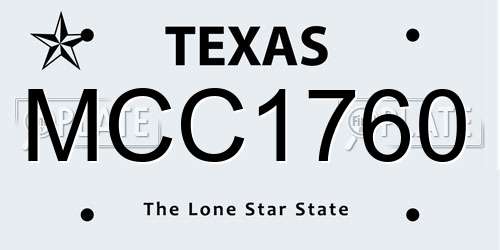 MCC1760 Texas License Plate