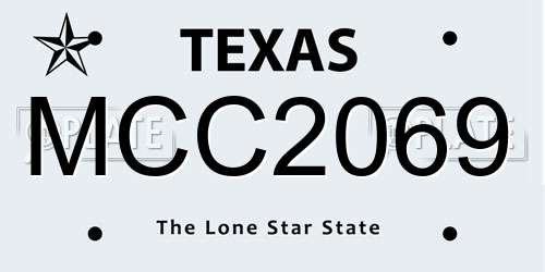 MCC2069 Texas License Plate