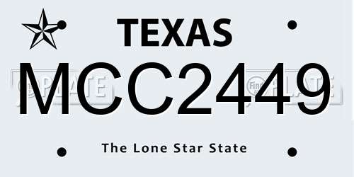 MCC2449 Texas License Plate