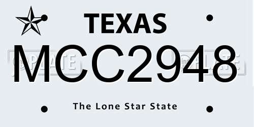 MCC2948 Texas License Plate