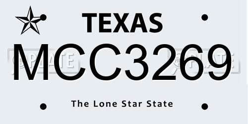 MCC3269 Texas License Plate
