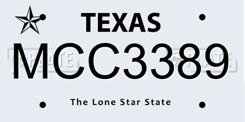 MCC3389 Texas License Plate