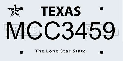 MCC3459 Texas License Plate