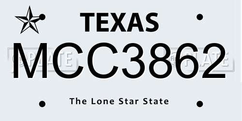 MCC3862 Texas License Plate