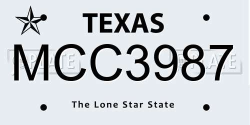 MCC3987 Texas License Plate