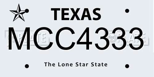 MCC4333 Texas License Plate