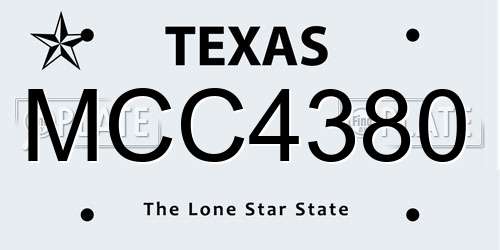 MCC4380 Texas License Plate